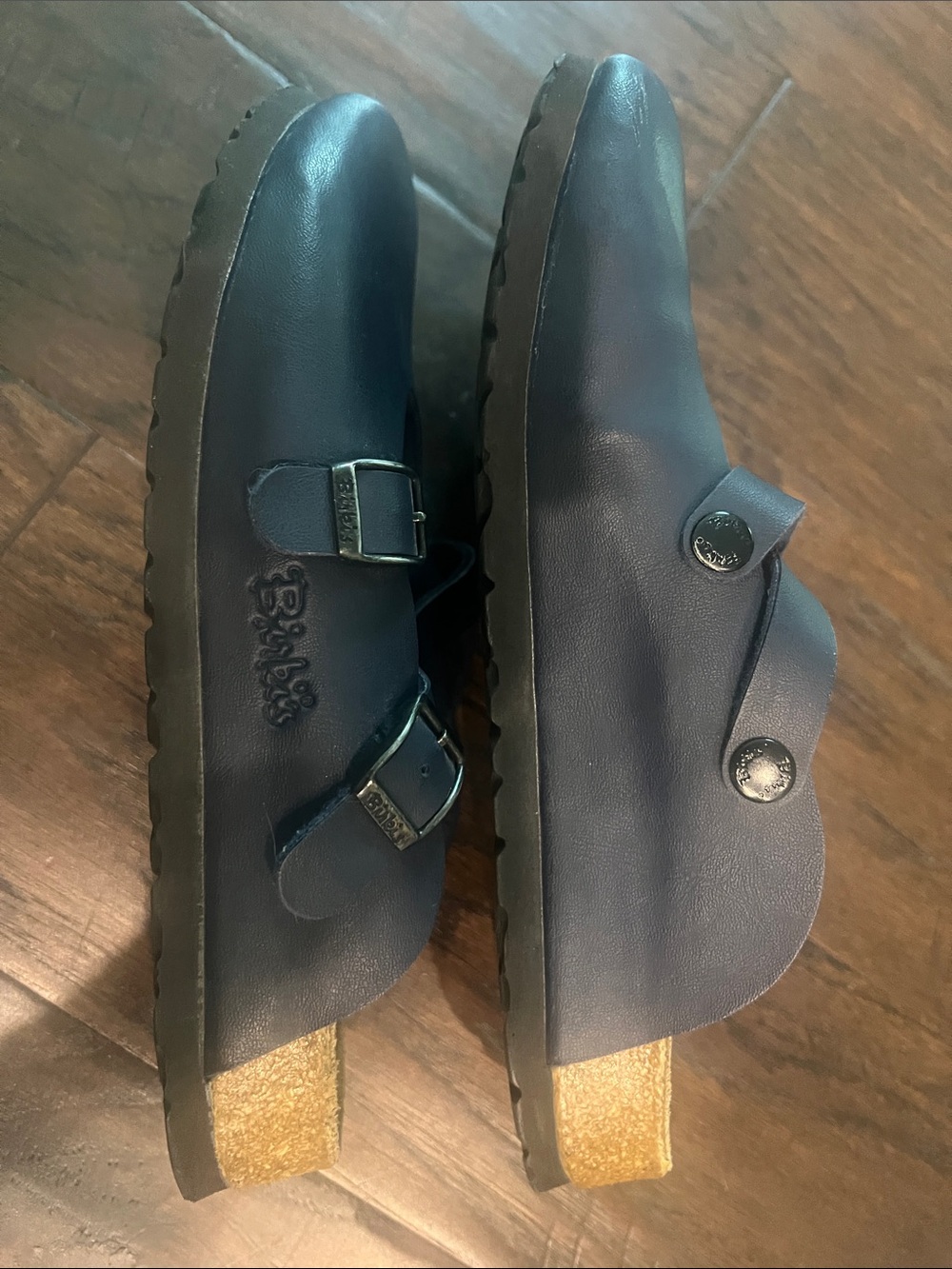 Birkenstock Navy Blue Mary Jane Leather Cottage Core Clogs 38 EUC - Picture 6 of 6
